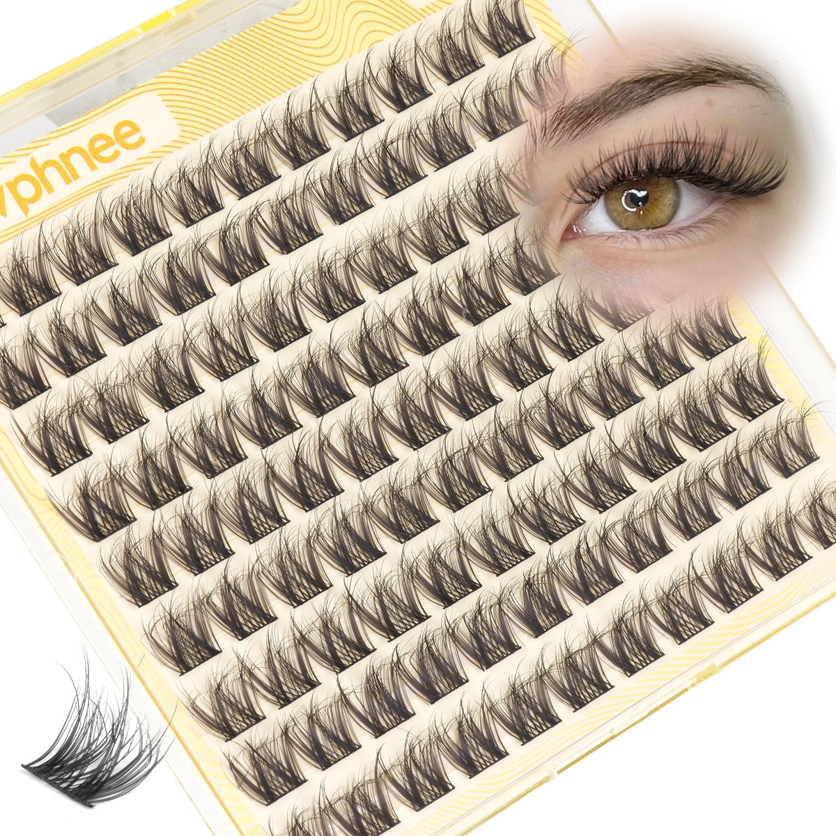 Mavphnee 12mm lash clusters show natural short length for daily wear