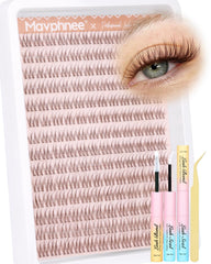 Mavphnee Brown Lash Clusters Kit with 168pcs for a natural daily look.