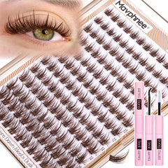 Mavphnee brown lash clusters kit for natural wispy definition in daily wear.