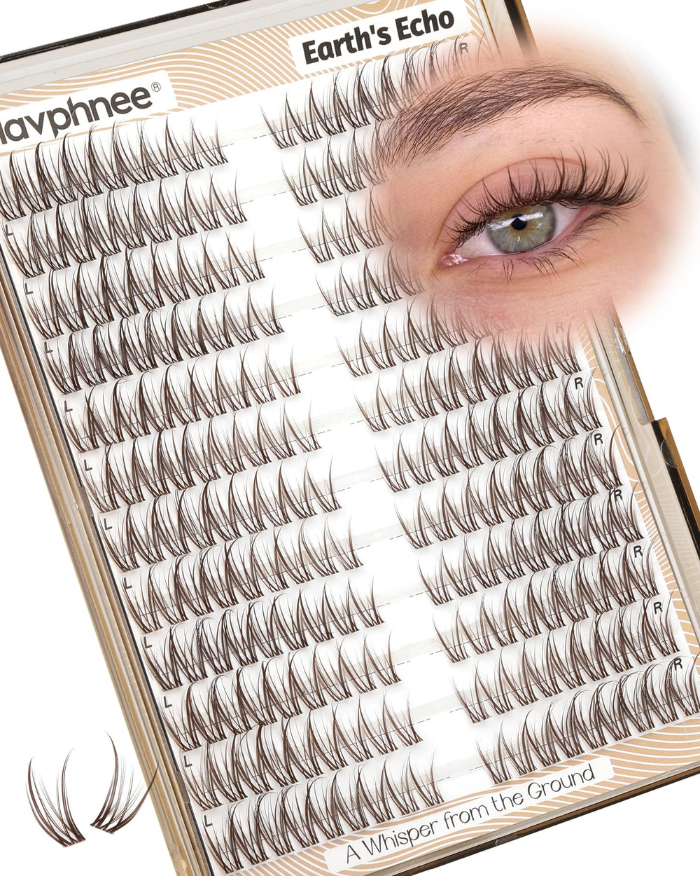 Mavphnee cat eye brown lash clusters pre-mapped for easy application and time-saving mornings.