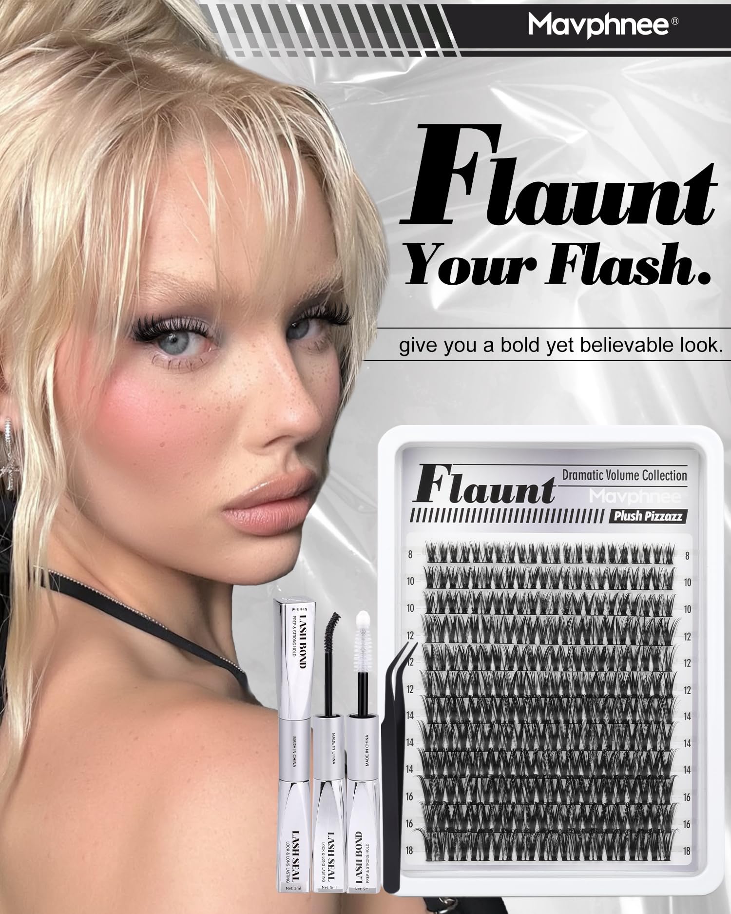 CD-curly Flora lashes close-up showing natural lift and dramatic sweep