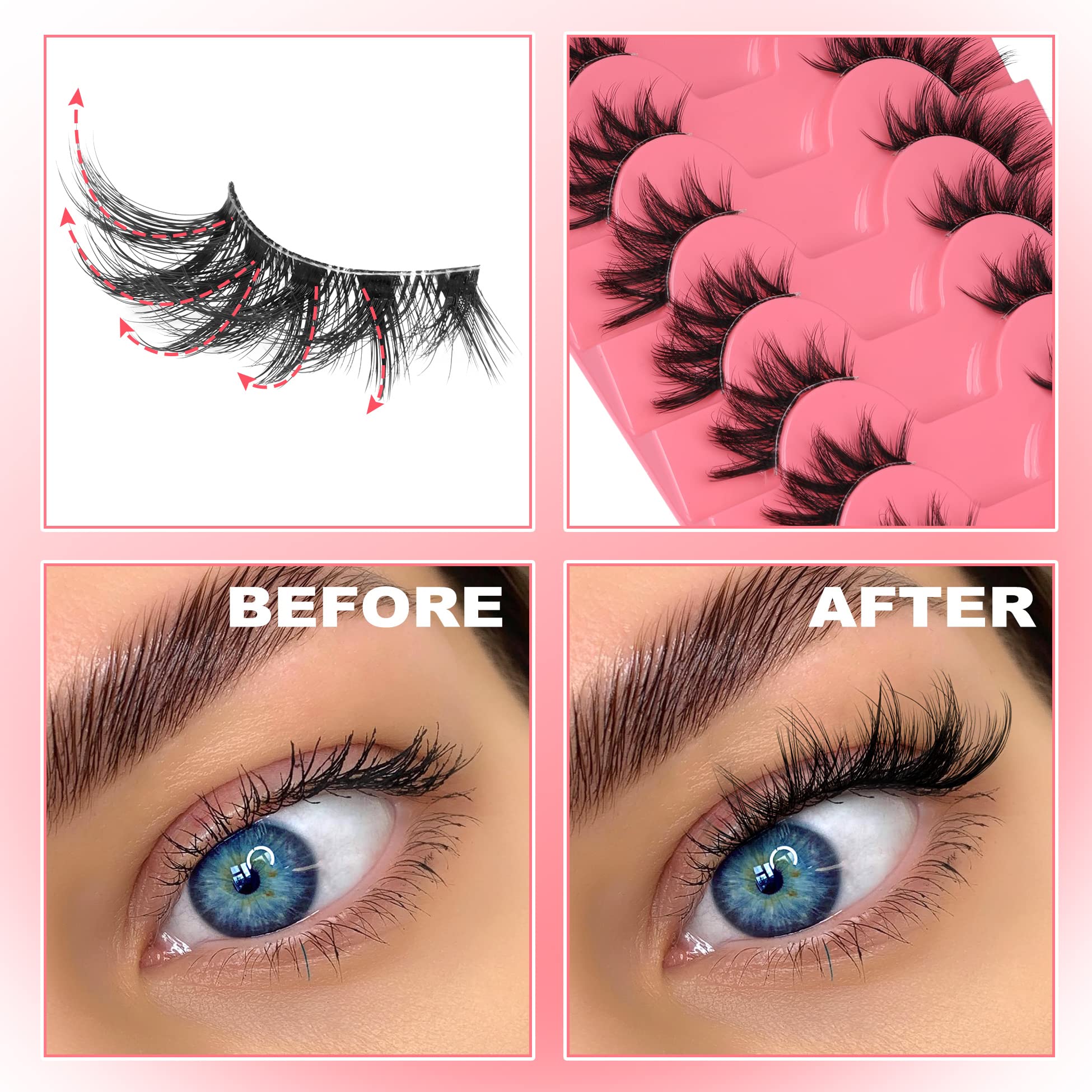 Mavphnee fox-style wispy half lashes for a chic eye accent.