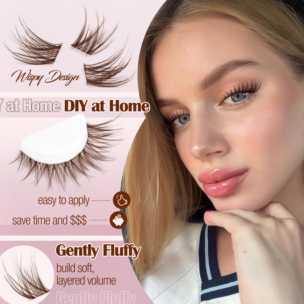 Mavphnee invisible-band brown clusters blend with natural lashes