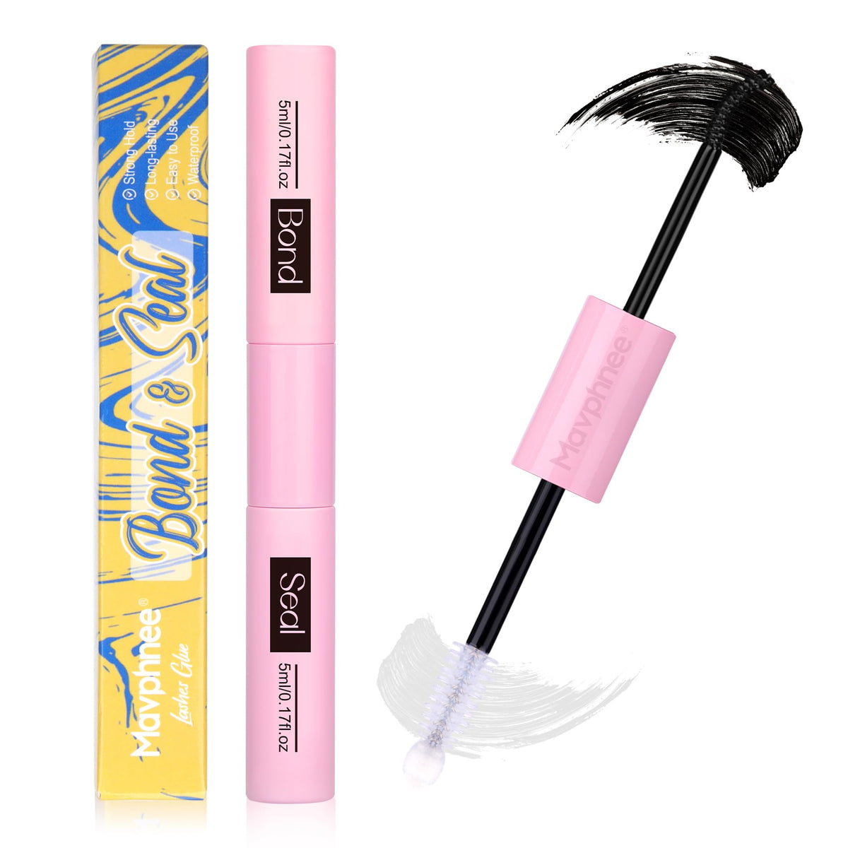 Mavphnee lash glue bond brush for precise application and secure hold.
