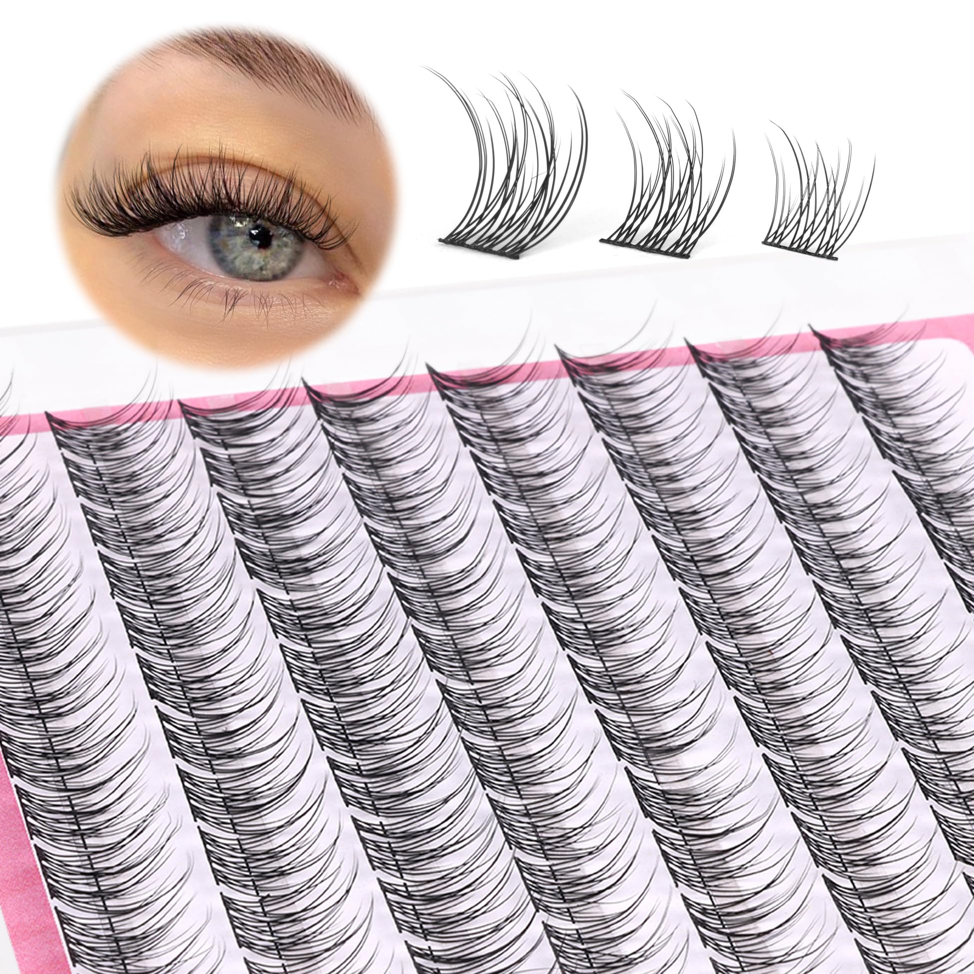 Mavphnee natural cluster lashes wispy CC-curly 9-11mm for a seamless, natural gaze.