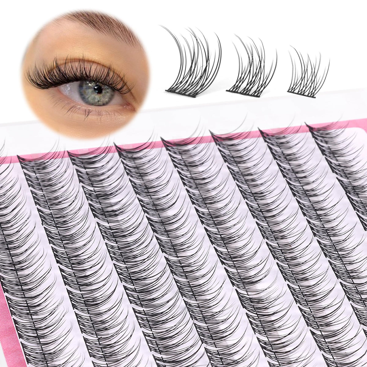 Mavphnee natural cluster lashes wispy CC-curly 9-11mm for a seamless, natural gaze.