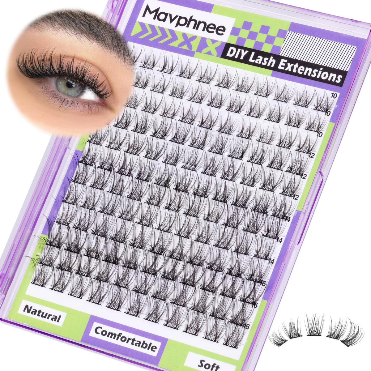Mavphnee natural lash clusters 10-16mm for a subtle, effortless look