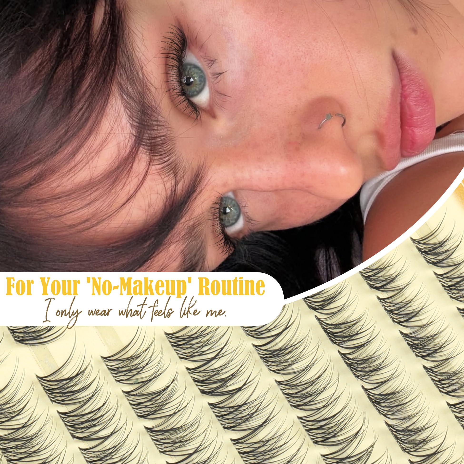 Mavphnee natural lash clusters 10mm for soft volume on hooded lids.