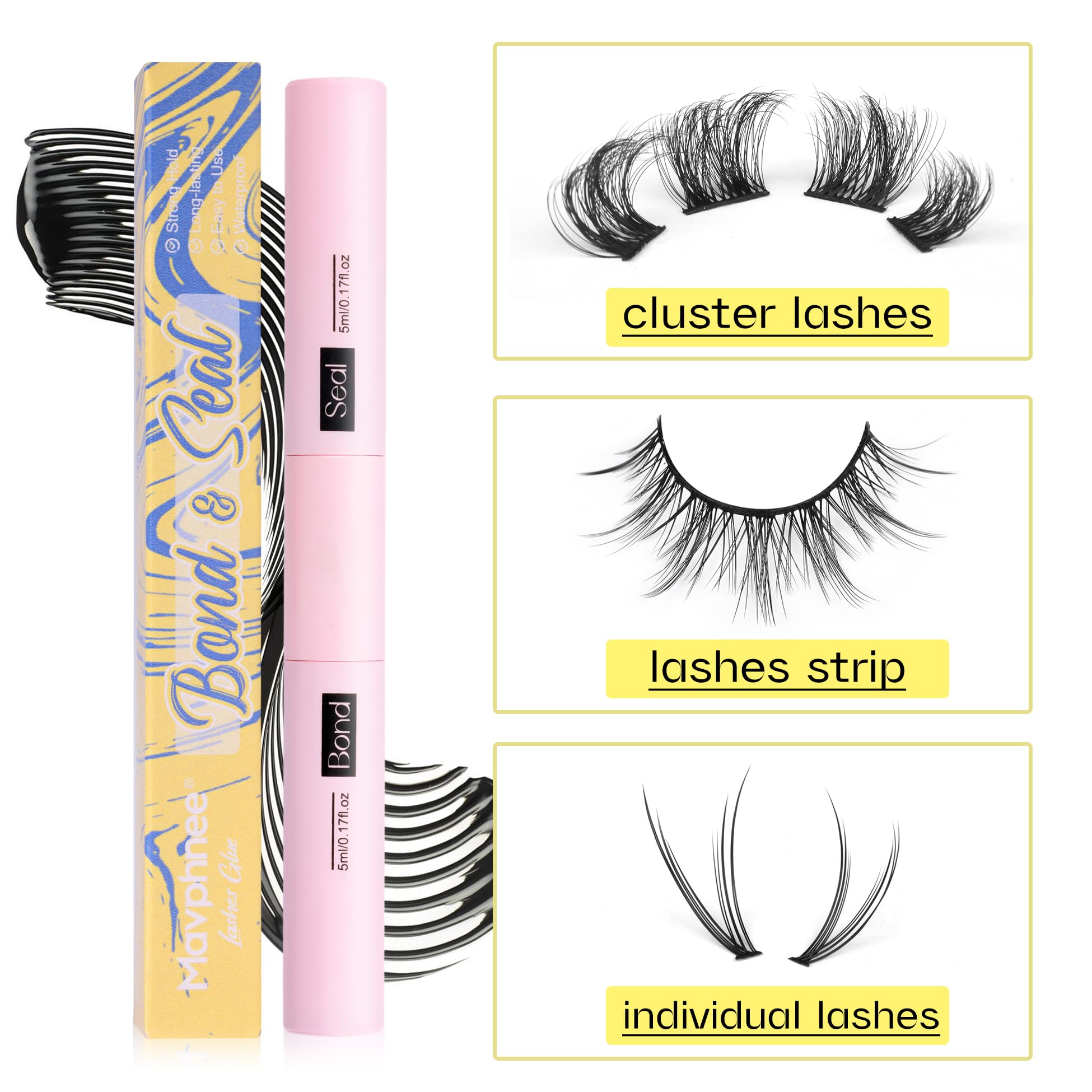 Mavphnee packaging showcases the two step lash routine.