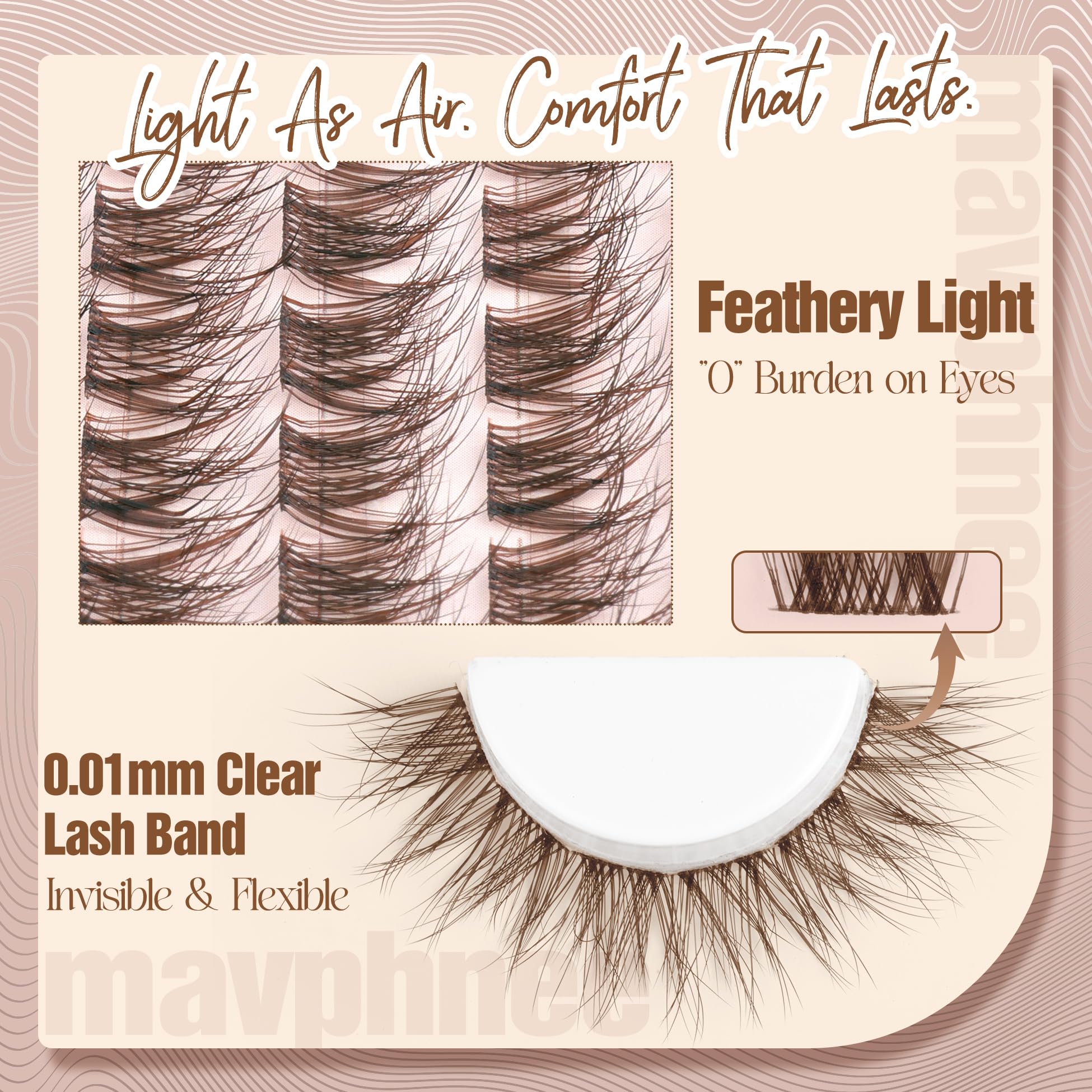 Mavphnee Soft feather fiber for gentle, move-with-you volume.