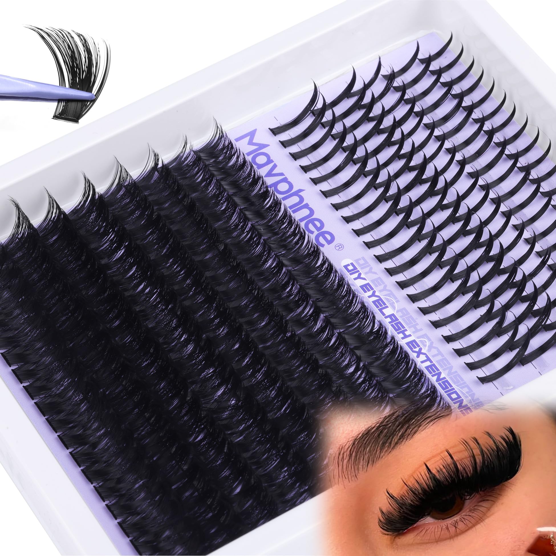 Mavphnee Spikes Lashes 13-21mm for bold manga-inspired eyes.