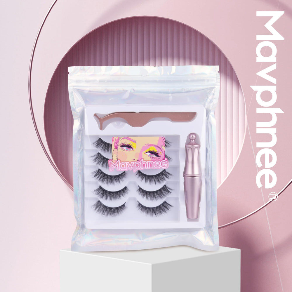 Mavphnee waterproof eyeliner in use for durable lashes.