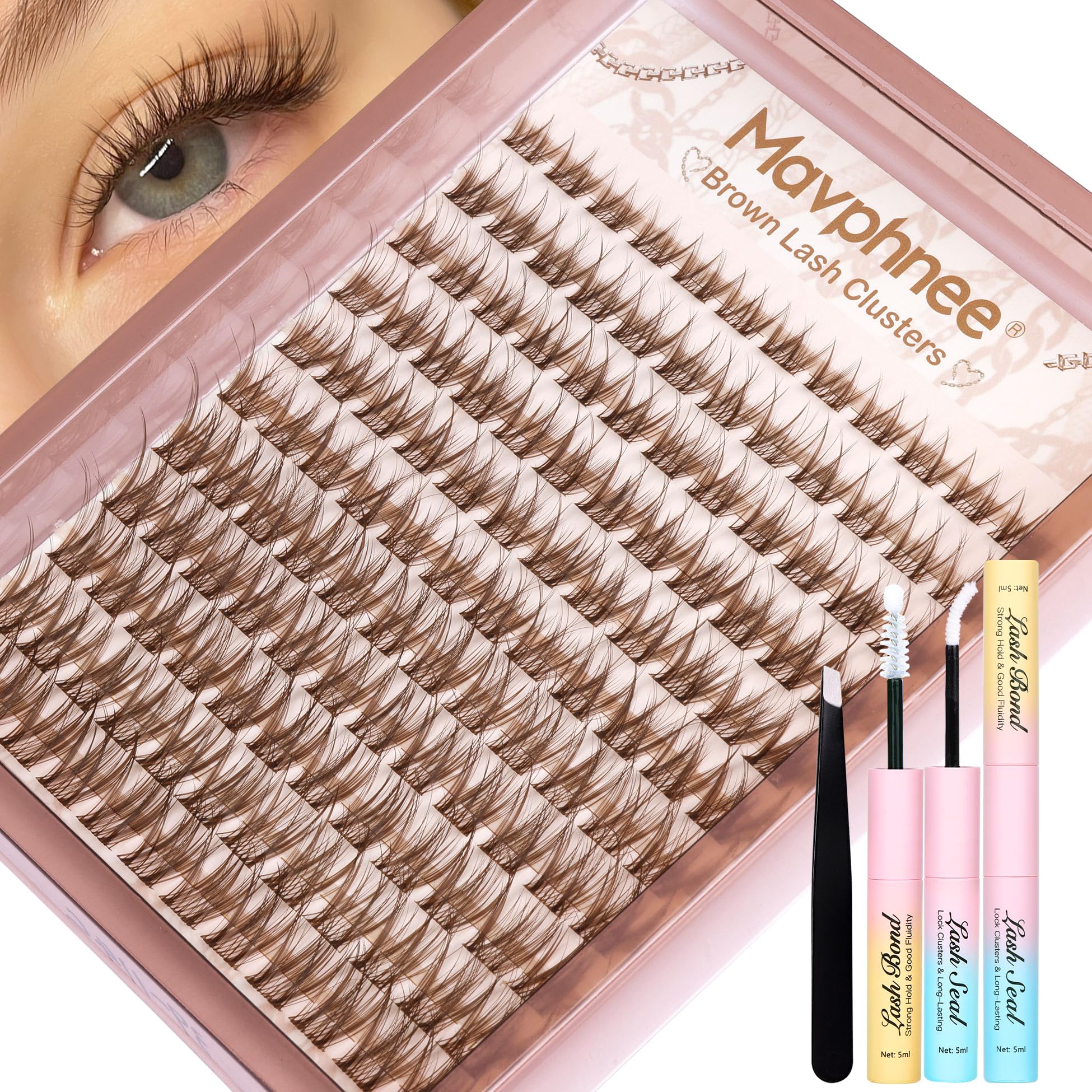 Mavphnee wispy brown cluster lashes pack for natural, believable length