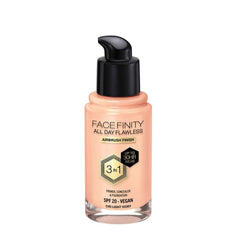Max Factor Facefinity bottle front view with SPF 20 for all-day wear