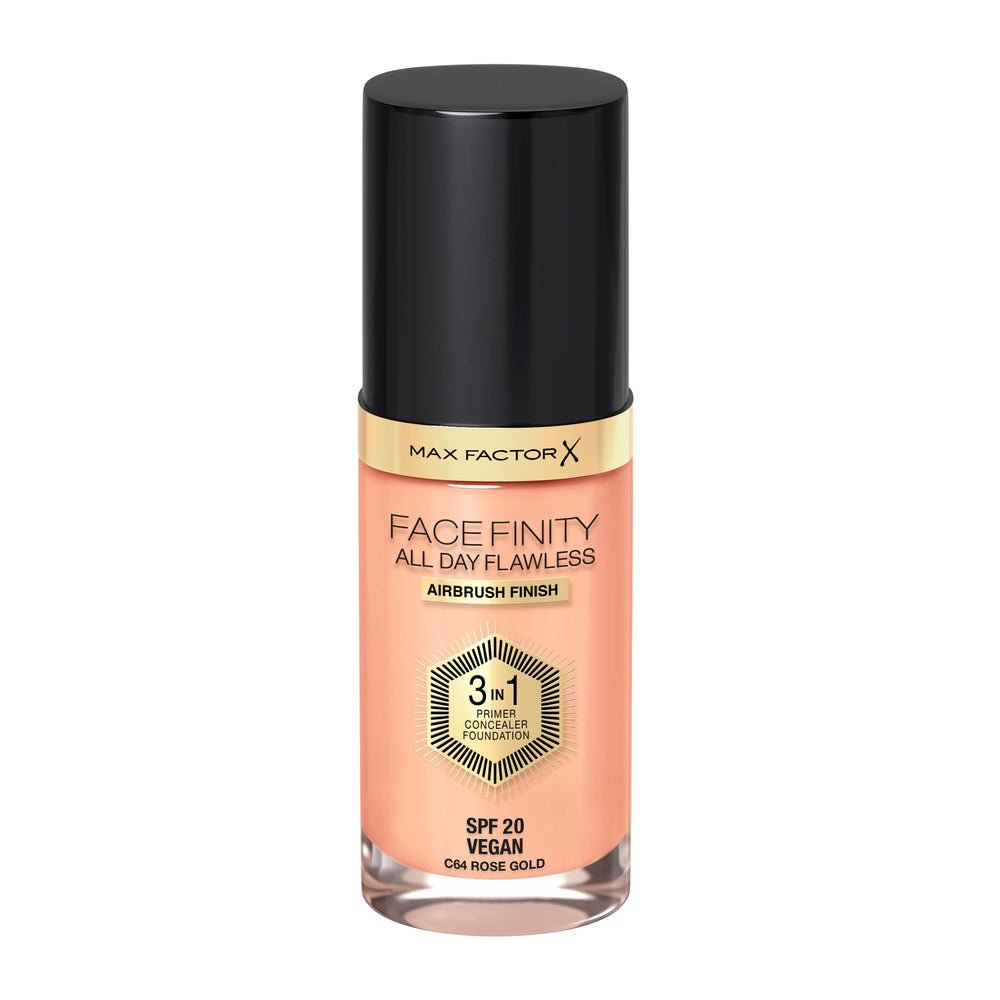Max Factor Facefinity bottle pump-action demonstrates mess-free, precise application