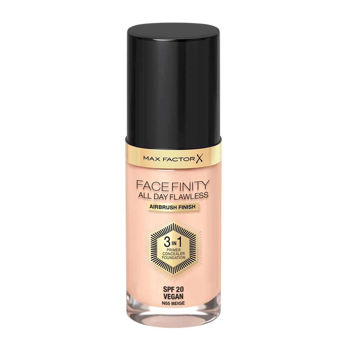 Max Factor Facefinity bottle pump for effortless all-day coverage.