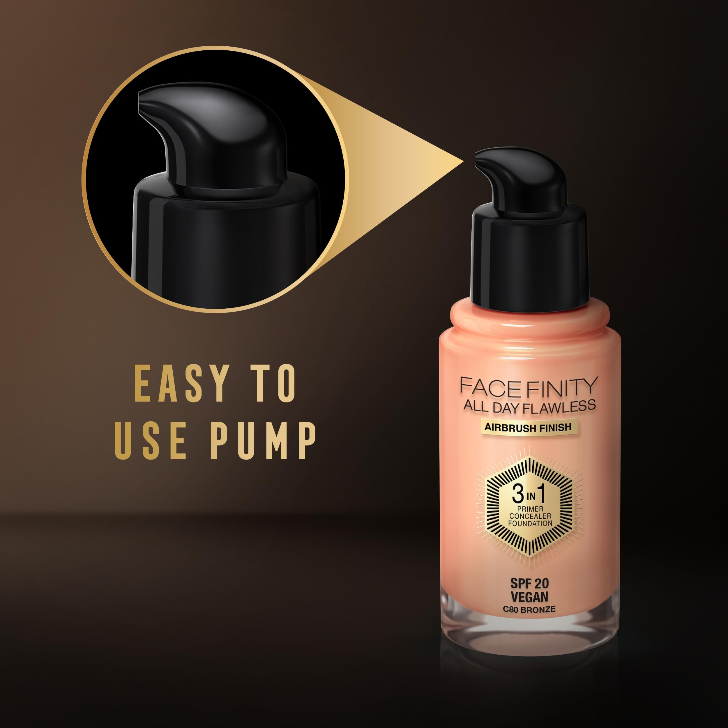 Packaging closeup reveals premium Max Factor design and branding.