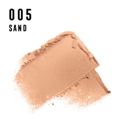 Max Factor FaceFinity powder compact application close-up shows easy blending.