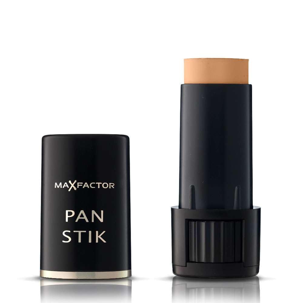 Max Factor Pan Stik 14 Cool Copper bottle front view, three-pack for on-the-go touch-ups.