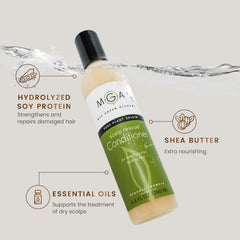 Max Green Alchemy MGA vegan conditioner bottle highlighting tea tree infusion and refreshing herbal scent.