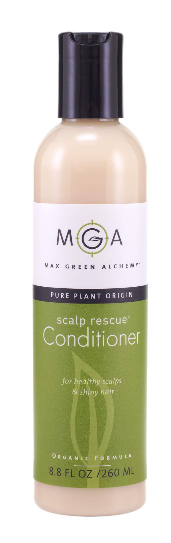 Max Green Alchemy MGA Vegan Hair Conditioner bottle with tea tree for soothing scalp comfort.