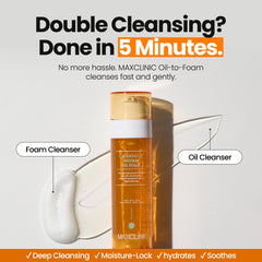 MaxClinic Calendula Biome Oil to Foam produces airy lather for a balanced cleanse.