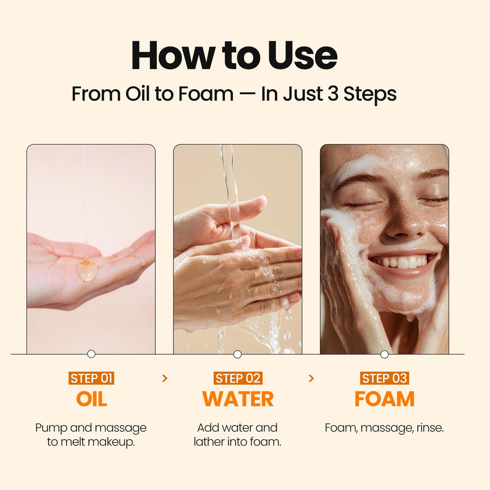 MaxClinic oil-to-foam texture demonstrates easy makeup removal and hydration.