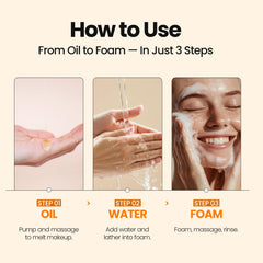 MaxClinic oil-to-foam texture demonstrates easy makeup removal and hydration.
