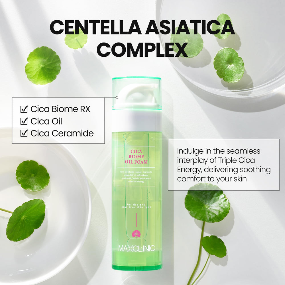 MAXCLINIC Cica Biome Oil to Foam foaming texture melts makeup