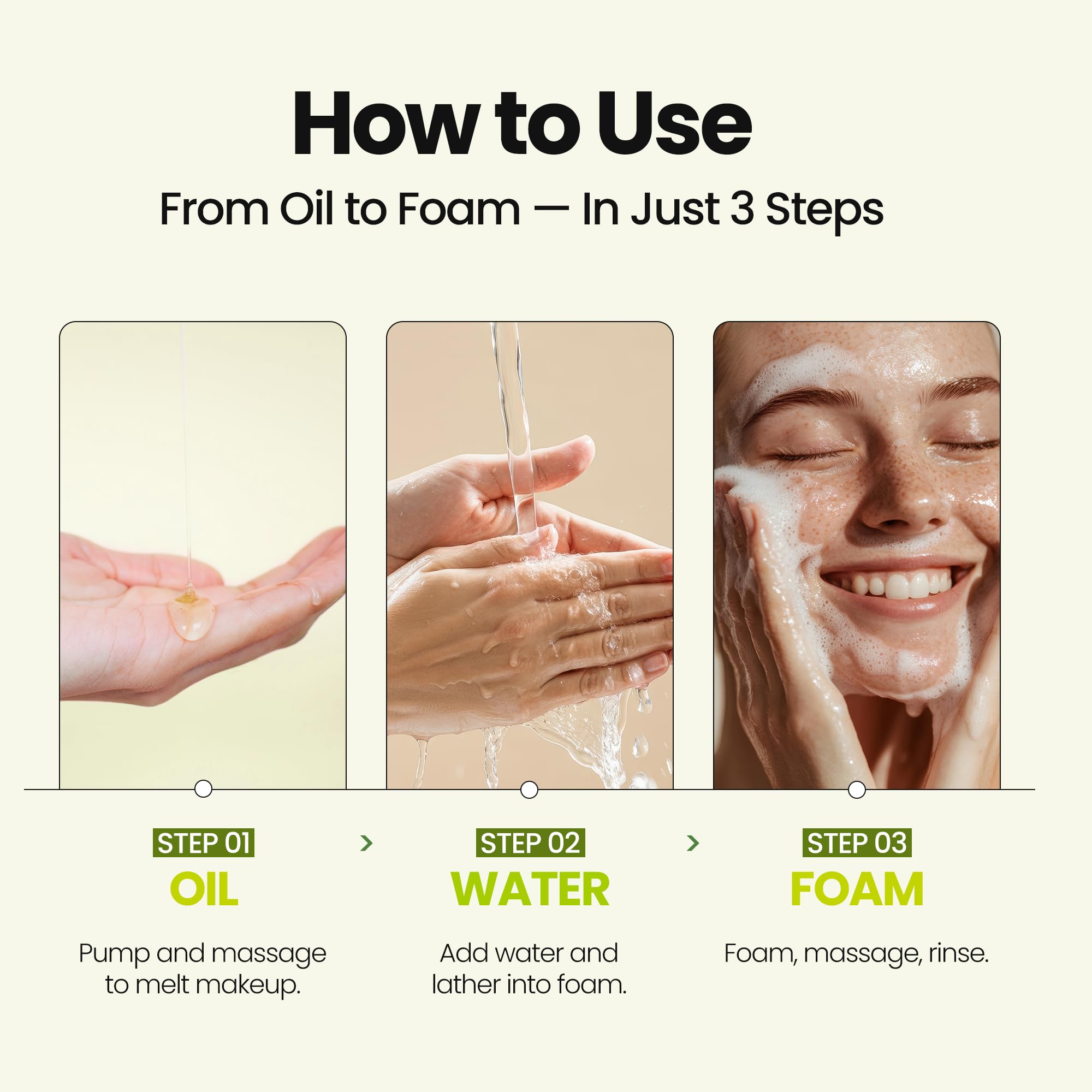 MAXCLINIC Hyaluron Vita Oil to Foam dispenser releasing product for easy application.
