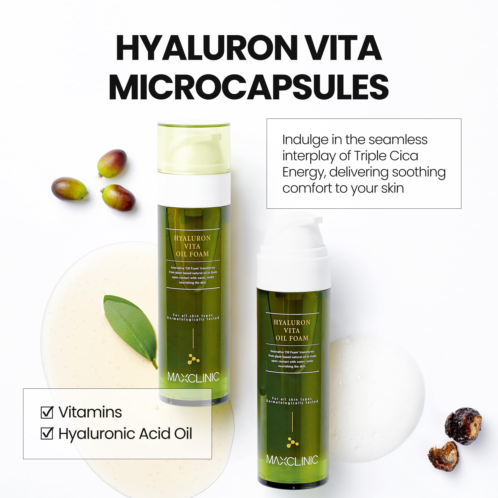 Makeup removal with MAXCLINIC Hyaluron Vita Oil to Foam delivers a hydrating cleanse.