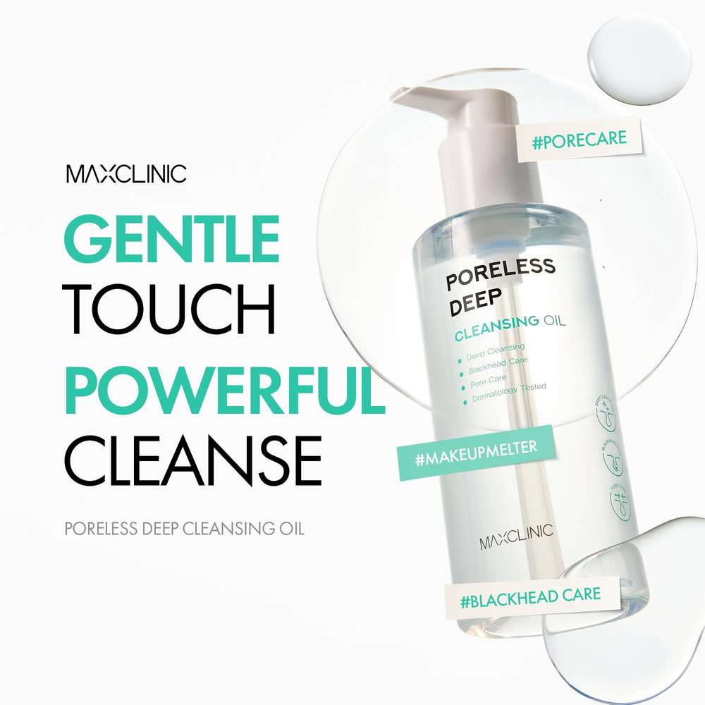 MAXCLINIC Poreless packaging closeup highlighting first cleanse