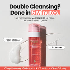 MAXCLINIC Rose Vitamin Oil to Foam pump activation—easy, convenient daily cleansing.