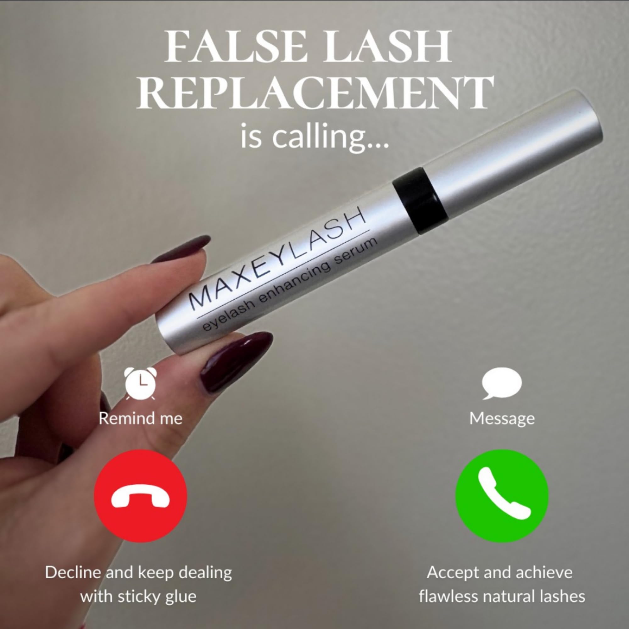 MaxeyLash bottle with USA-made label on a vanity