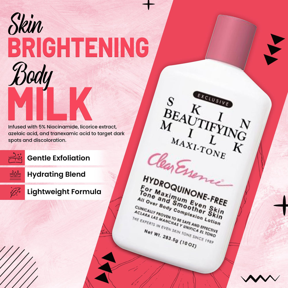 Maxi-tone lotion pump application on skin for even tone.