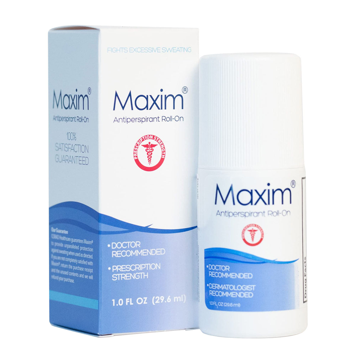MAXIM clinical strength antiperspirant bottle shown for all-day dryness