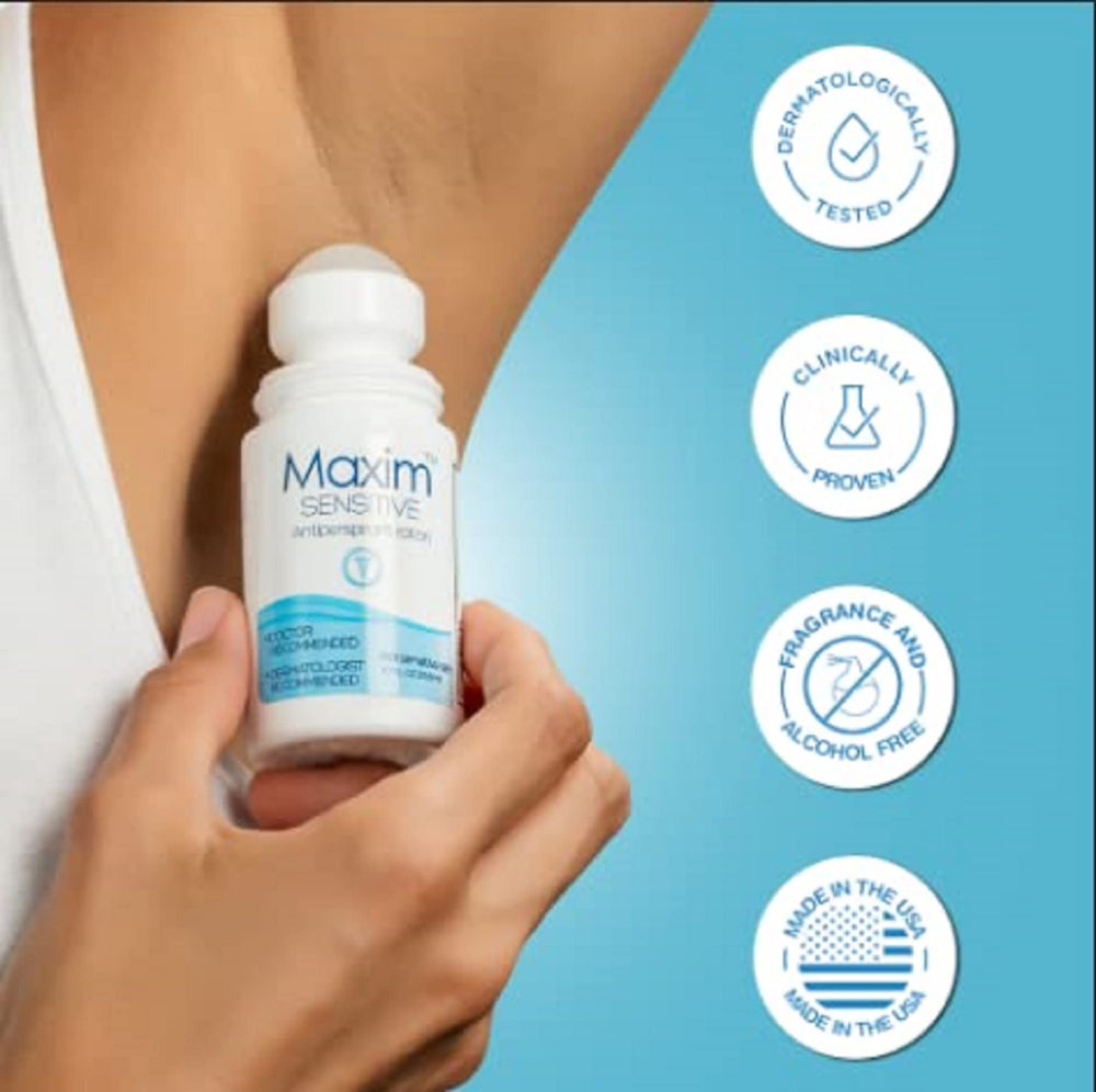 MAXIM fresh-odor-control graphic communicates all-day confidence and stay-dry benefits.