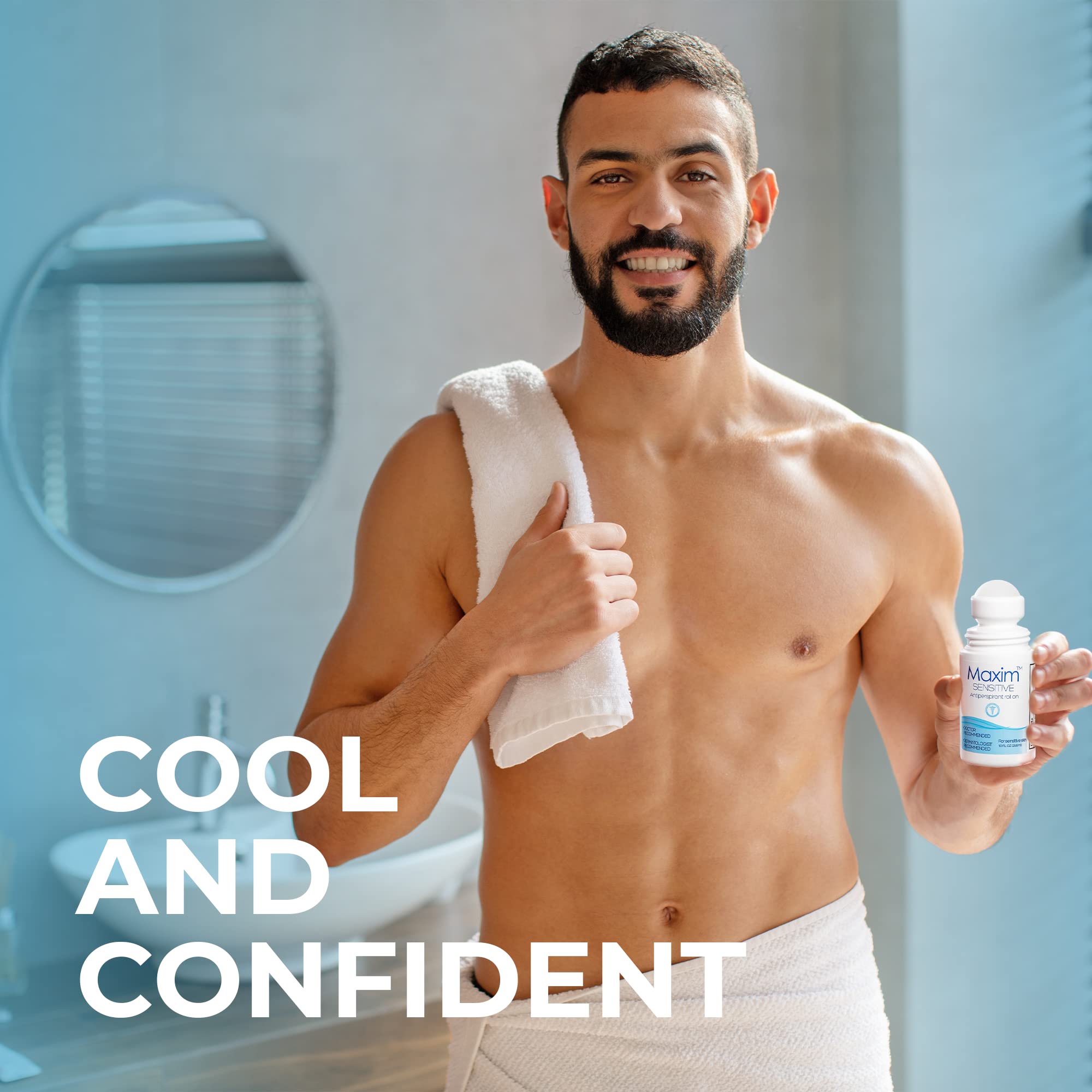 MAXIM skin-sensitivity icon confirms suitability for sensitive underarms.