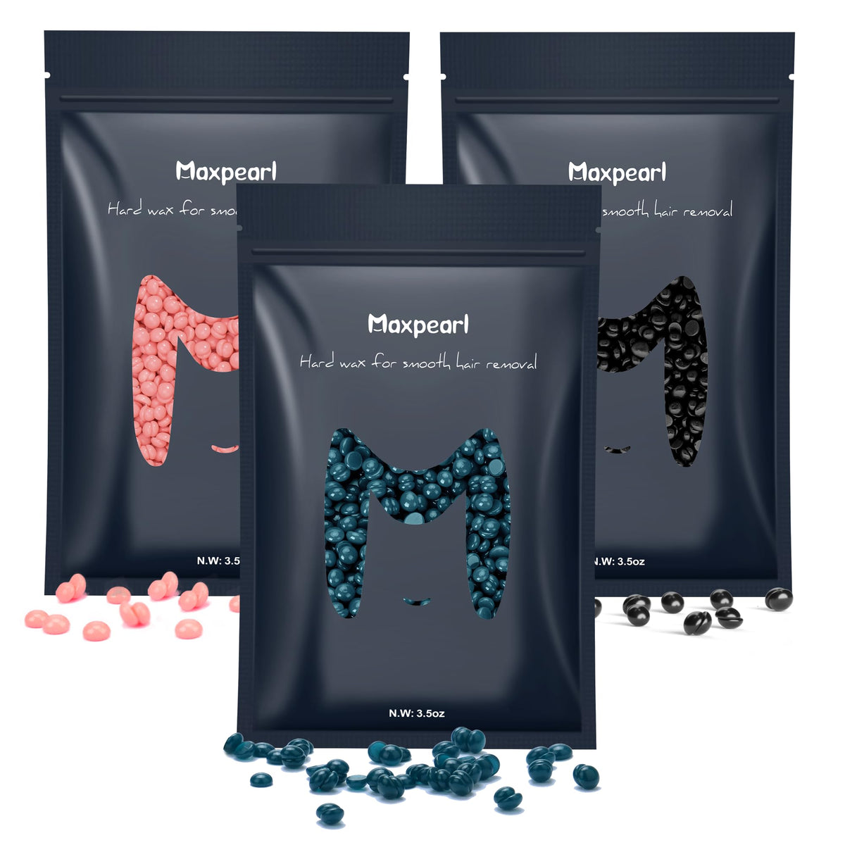Maxpearl hard wax beads packfront — colorful refill for versatile at home waxing