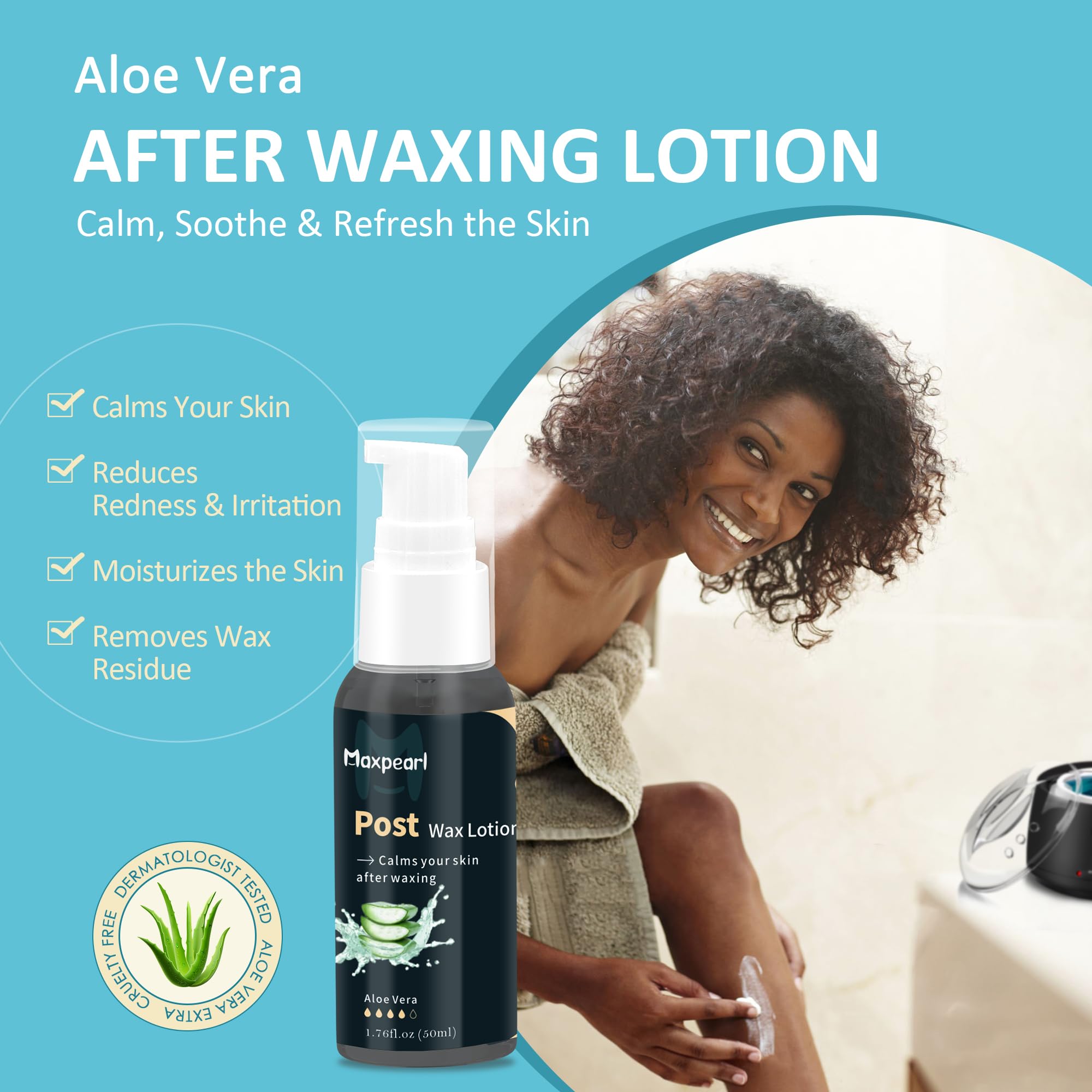 Maxpearl sensitive skin formula reduces irritation during home waxing.