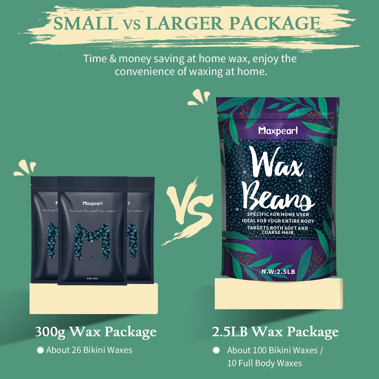 Maxpearl smooth skin after wax image suggests days of confidence.