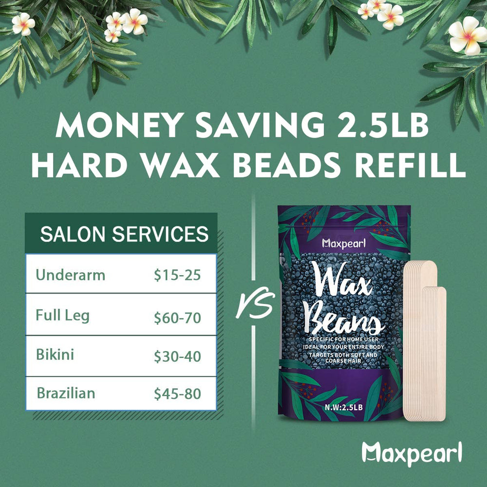 Maxpearl wax beads in hand applying on skin for smooth body waxing