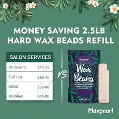 Maxpearl wax beads in hand applying on skin for smooth body waxing