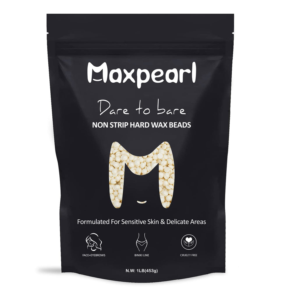 Maxpearl wax beads melting into a creamy film for gentle facial hair removal.