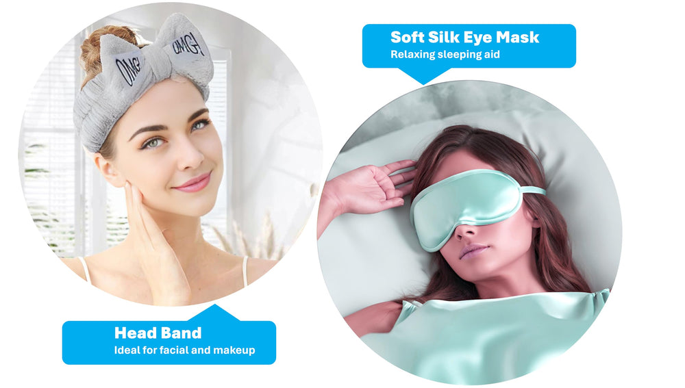 Maxtacer silk eye mask headband supports restful sleep.