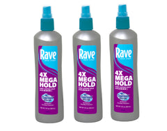 Maxtrv Rave 4X Mega Hairspray unscented label shows fragrance-free formula.