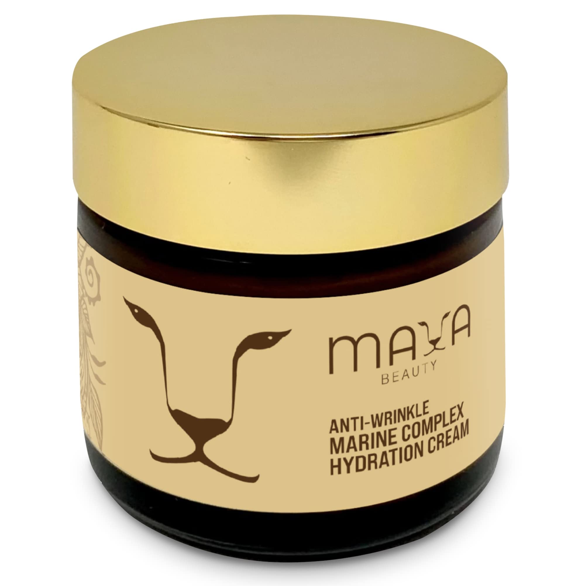 MAYA BEAUTY collagen face cream day-night bottle provides hydration for a radiant complexion.
