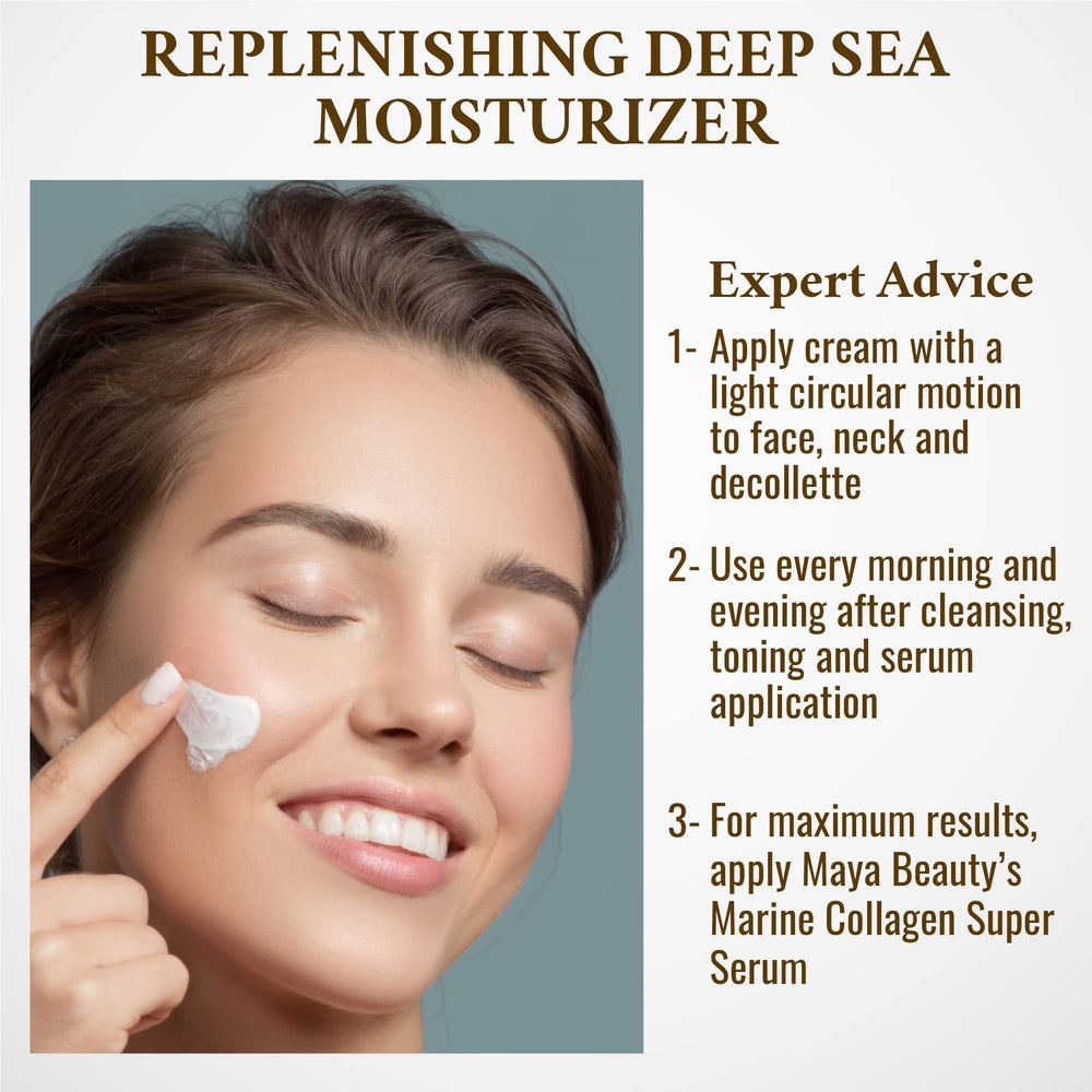 MAYA BEAUTY marine complex with ocean minerals nourishes skin for a refreshed look.