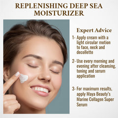 MAYA BEAUTY marine complex with ocean minerals nourishes skin for a refreshed look.