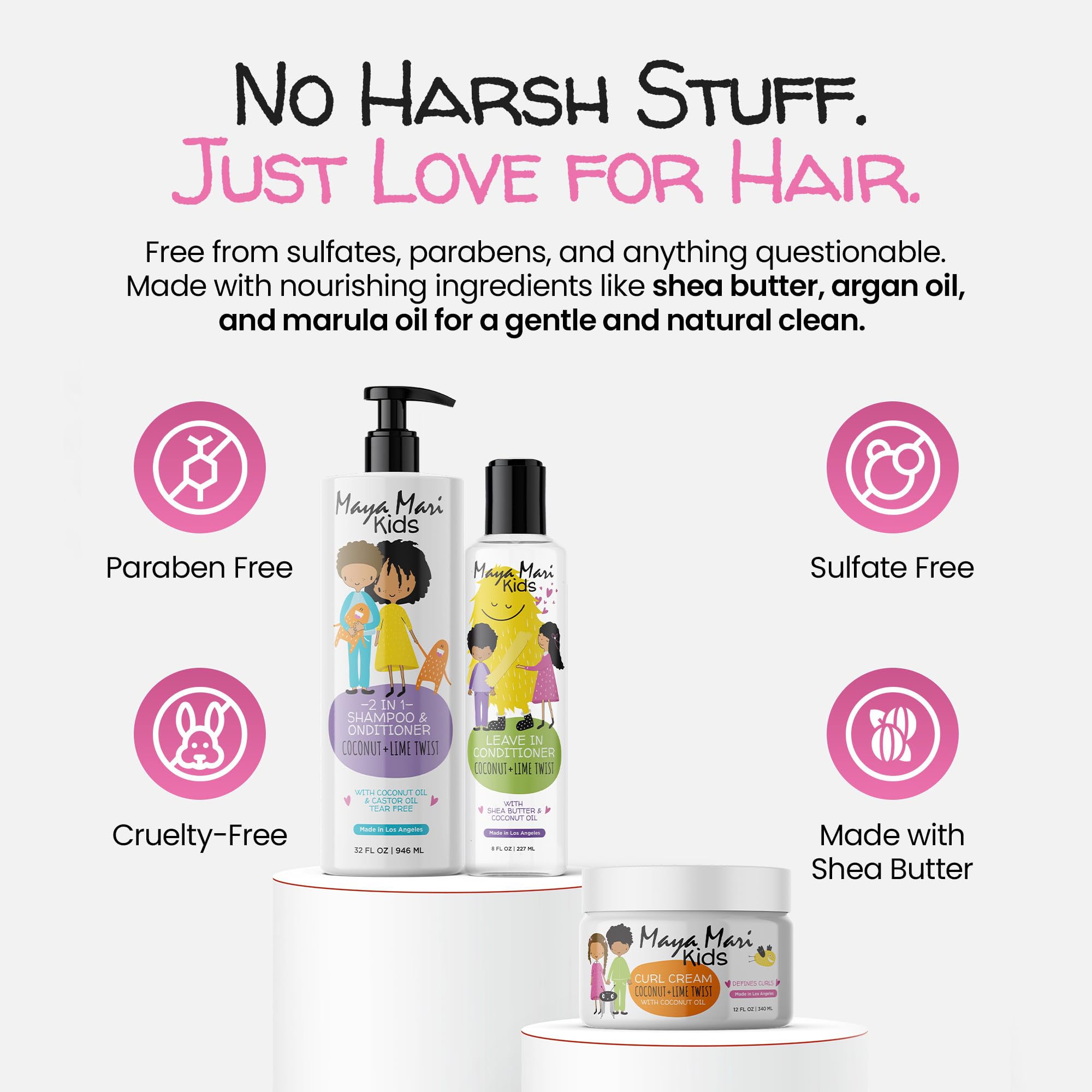 MAYA MARI kids hair care routine visual for gentle, effective care
